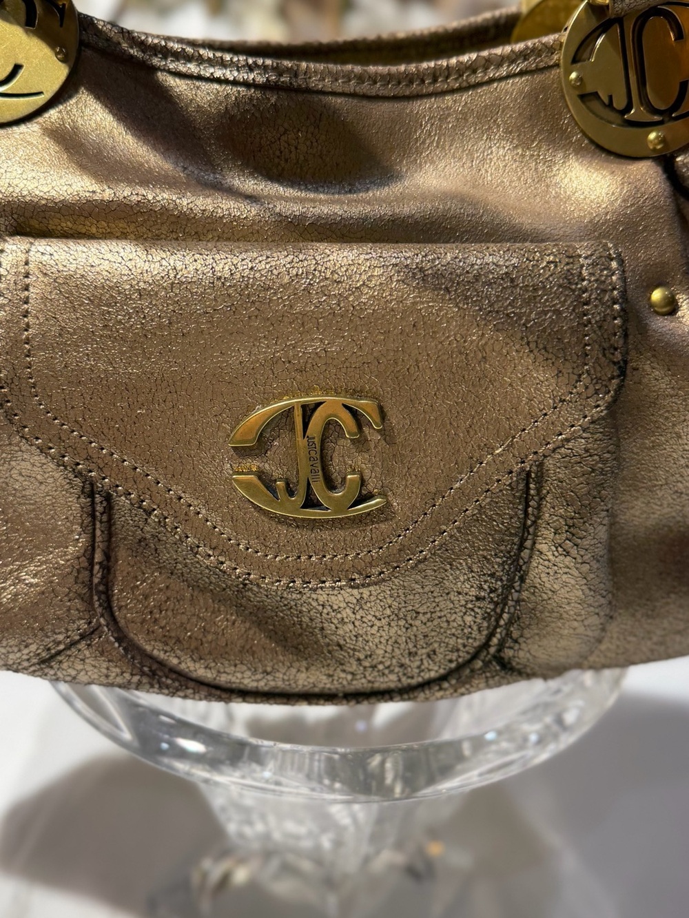 Just Cavalli Metallic Bronze Shoulder Bag - Picture 3 of 14